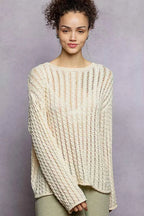 POL Women Knit Top Openwork Round Neck with Shiny Detail Long Sleeve NATURAL c8360730-9ad0-4e9b-8504-6b7b9346a0d0-Max-Origin Trendsi