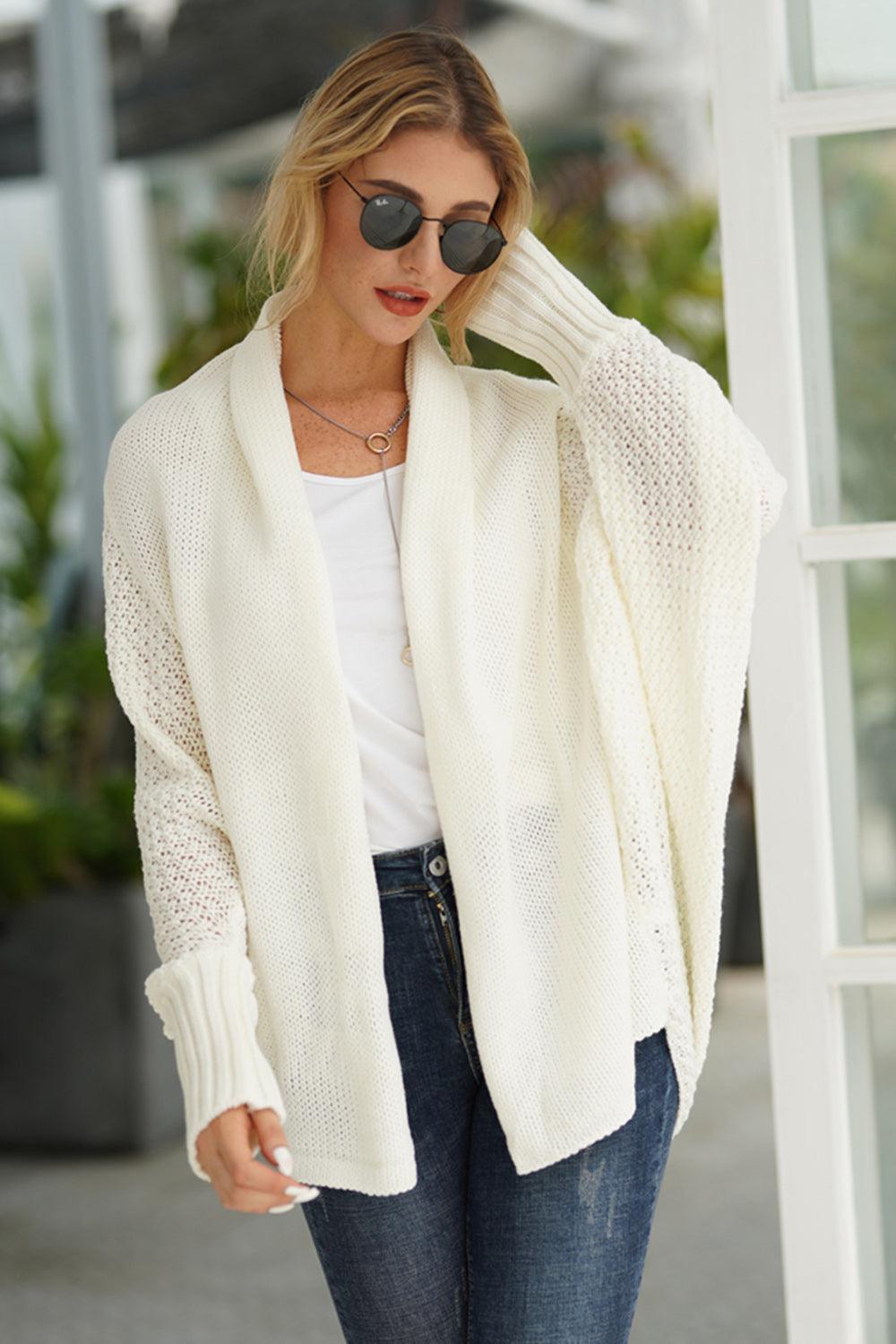 Knit Cardigan Oversized Batwing Long Sleeve Open for Women