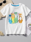 Children's Animal Graphic Casual T-Shirt, 100% Cotton, Sizes 3-8 Years