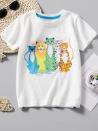Children's Animal Graphic Casual T-Shirt, 100% Cotton, Sizes 3-8 Years