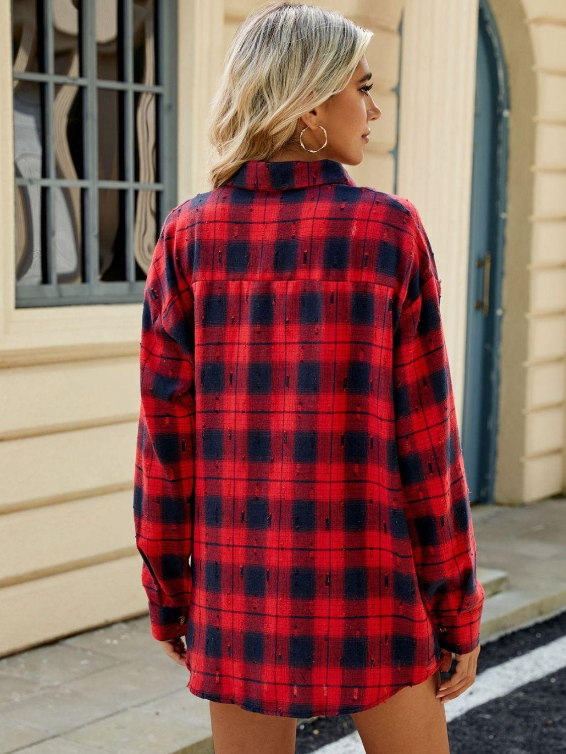 Plaid Shirt Button Up Long Sleeve Blouse c8d6985e-54bb-428b-93f3-90c7e6f27fa5-Max Trendsi