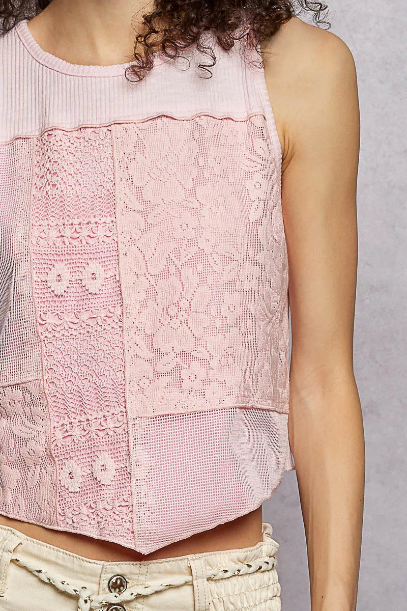 POL Cropped Tank Top Pink Blush Ribbed Round Neck with Lace Detail c8f20b4d-df4c-4b20-aee2-d68aa18f6998-Max-Origin Trendsi