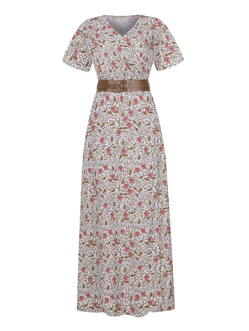 Maxi Dress Paisley Printed V-Neck Short Sleeve Boho Front Slit c8f60621-9aa7-4285-9445-f1819c476676-Max-Origin Trendsi