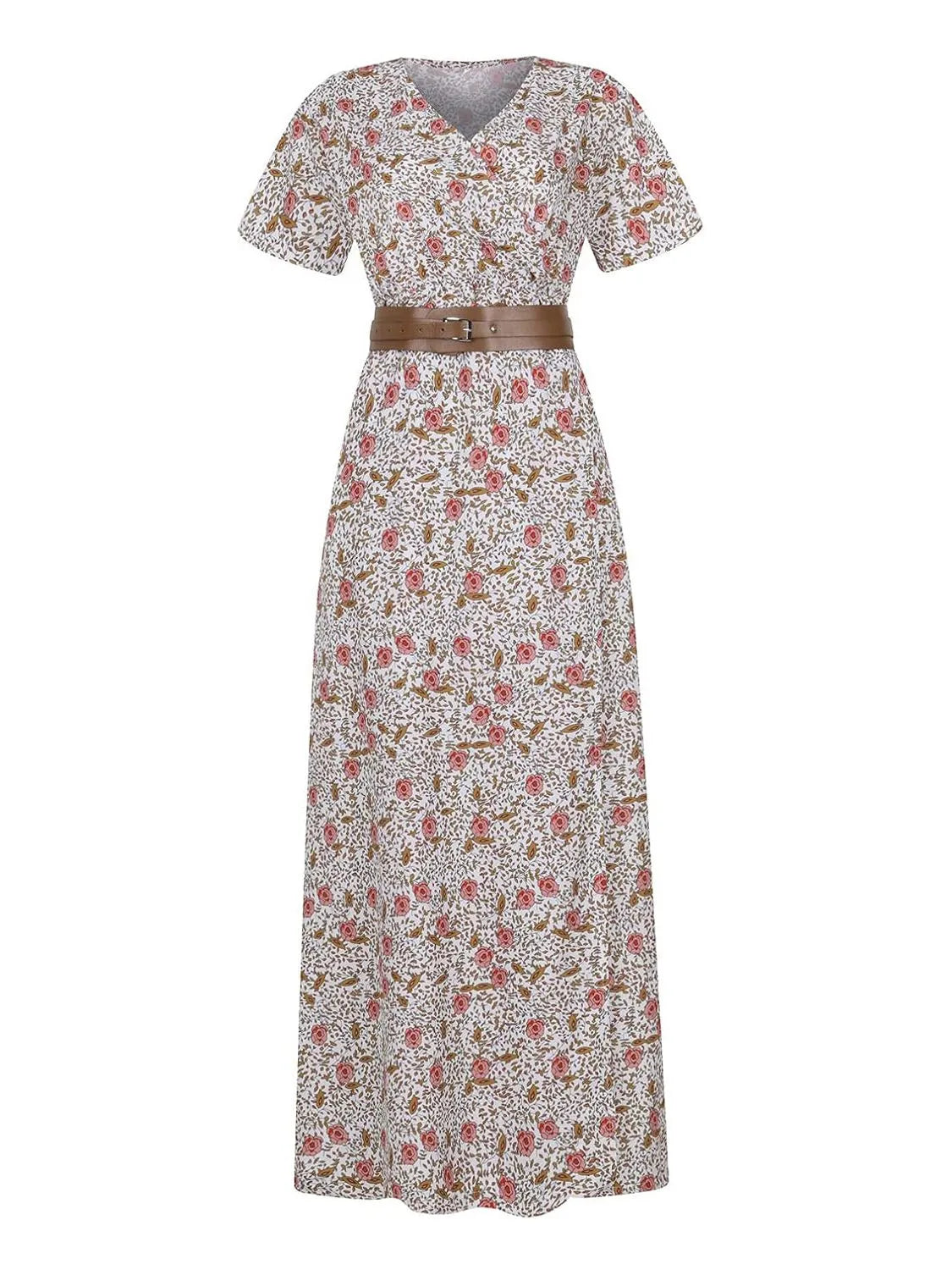 Maxi Dress Paisley Printed V-Neck Short Sleeve Boho Front Slit c8f60621-9aa7-4285-9445-f1819c476676-Max-Origin Trendsi