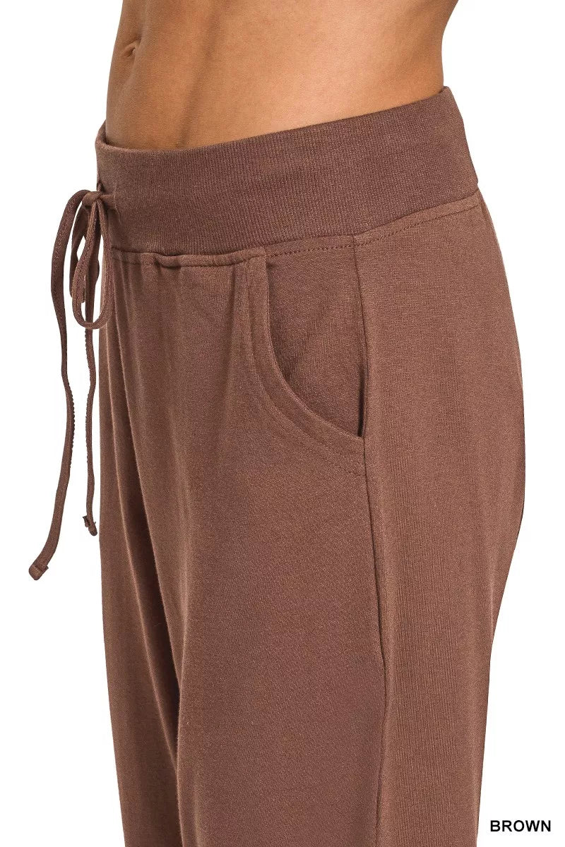 Zenana Womens Joggers Brown Drawstring Cotton with Pockets c9077ac95241459ab7c30b3bf3247cdb-Max-Origin Trendsi