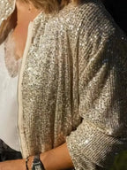 Sequin Jacket Women's Zip Up Long Sleeve Outwear c92c6ad0f54b4a5b979cfde3ed8588f9-Max-Origin Trendsi