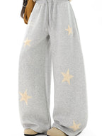 Men's Star Pattern Wide Leg Sweatpants with Drawstring