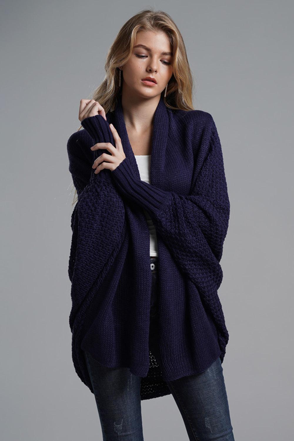 Knit Cardigan Oversized Batwing Long Sleeve Open for Women