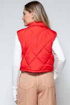 Crop Vest Snobbish Snap Down Quilted Sleeveless Waistcoat c974ea26-7f81-42ae-af03-37d8cb9ccaab-Max Trendsi