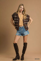 Umgee Womens Sweater Vest Brown Knit with Floral Pattern c97fbd6f-9161-4abc-ac05-b2d7883b7eb2-Max-Origin Trendsi