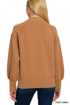 Zenana Womens Sweater Deep Camel Viscose Mock Neck Exposed Seam c9a15933508e448588c3ce8bbce5d9f6-Max-Origin Trendsi