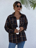 Women's Plaid Shirt Button-Up Long Sleeve Oversized Pocketed Top c9bcf71f-6514-4512-ae3a-6e89b52c72b3-Max-Origin Trendsi