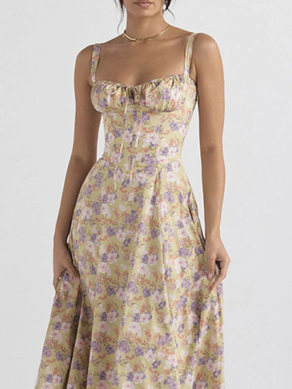 Midi Cami Dress Side Slit Sweetheart Tied Neck Floral with Straps S-3XL c9d0a03071c242fba2bd7338230b3ab4-Max-Origin Trendsi