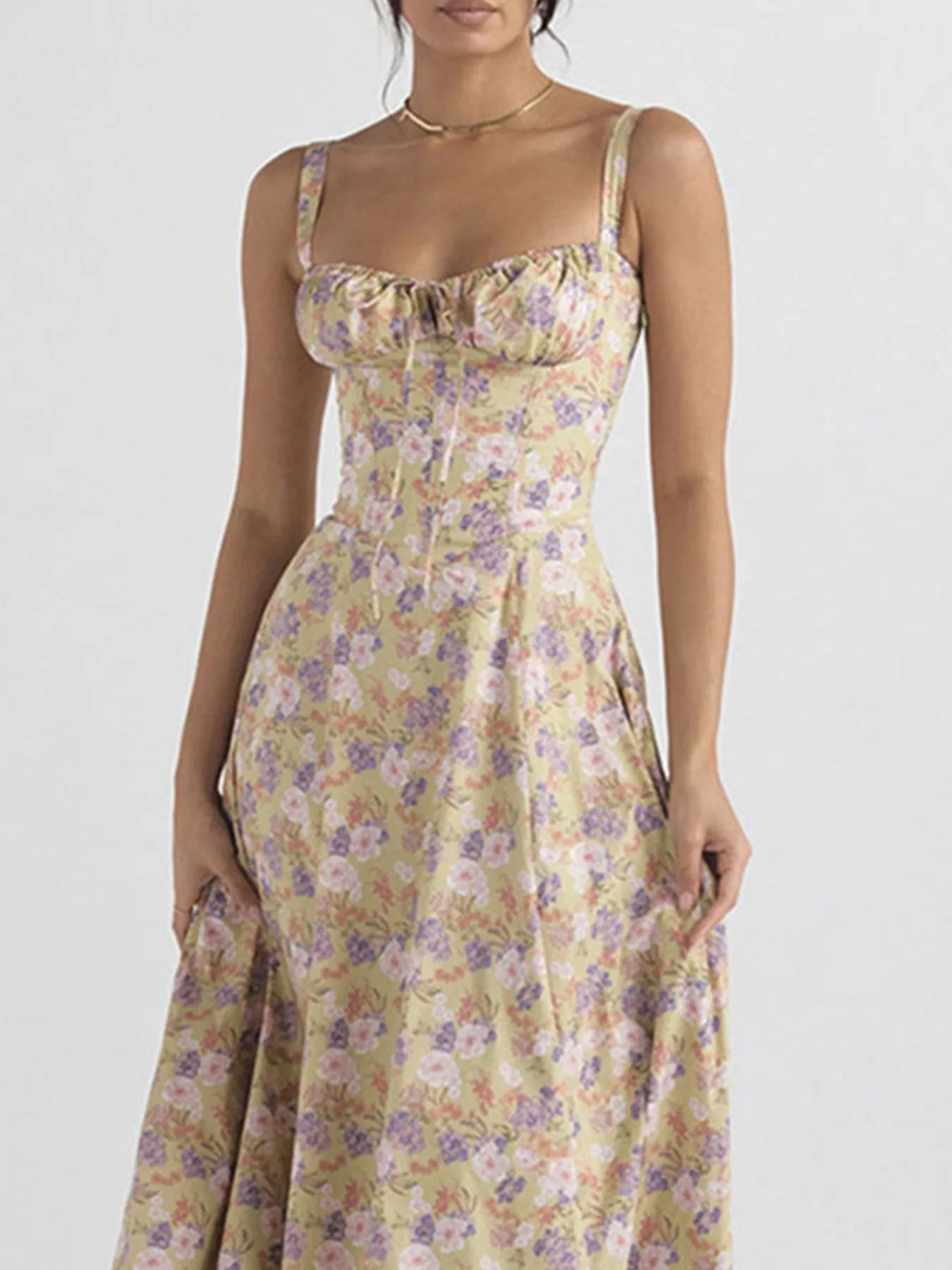 Midi Cami Dress Side Slit Sweetheart Tied Neck Floral with Straps S-3XL c9d0a03071c242fba2bd7338230b3ab4-Max-Origin Trendsi