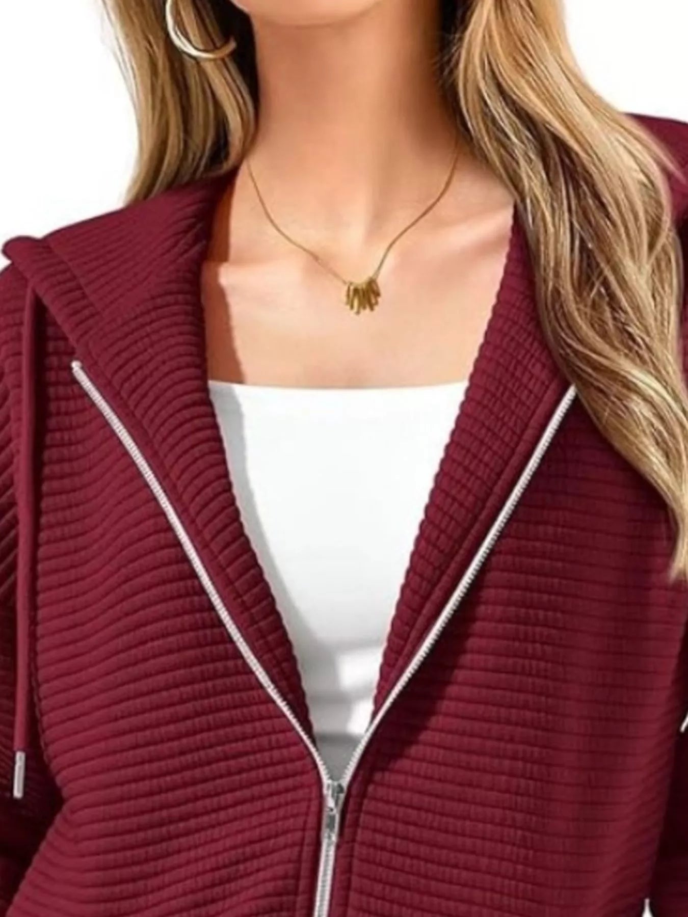 Women's Hoodie Zip Up Drawstring Hood Dropped Shoulder Long Sleeve c9e906af-74ee-4eb1-874f-3c19bd9eb770-Max-Origin Trendsi