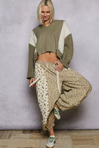 POL Cropped Knit Top Olive Mix Thermal Floral Pattern Quilted Raw Edge Blouse c9f06ad1-f0ea-48ac-b20a-27c2c9c7f4a1-Max-Origin Trendsi