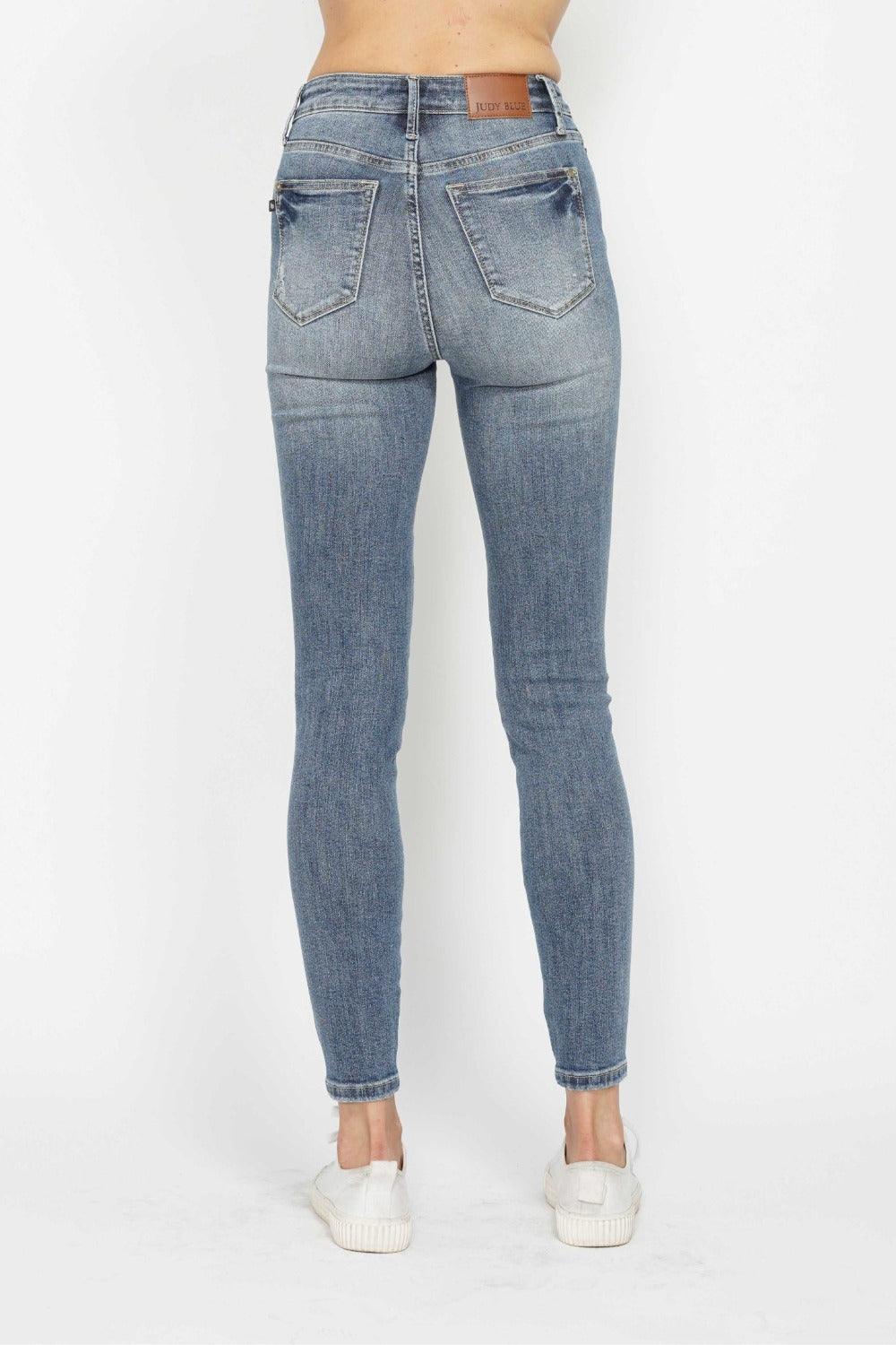 Judy Blue US Skinny Jeans Tummy Control Contrast Wash Blue Jeans ca0bb360-e54c-496a-9e40-e550b37a2a76-Max Trendsi