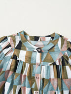 Women's Shirt Geometric Colorful Print Buttoned Balloon Sleeve Top ca1309b2ae2740b1aeb16360d339e023-Max-Origin Trendsi