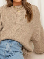 Women's Sweater Round Neck Dropped Shoulder Oversized Knit Pullover ca1bf038-6fd5-401f-87b6-36b97a76423c-Max-Origin Trendsi