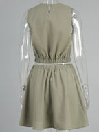 Women's Outfit Set Linen Cotton Round Neck Sleeveless Top and Skirt Set ca2397bc-7374-4a45-ba98-32b2c4fb2280-Max-Origin Trendsi