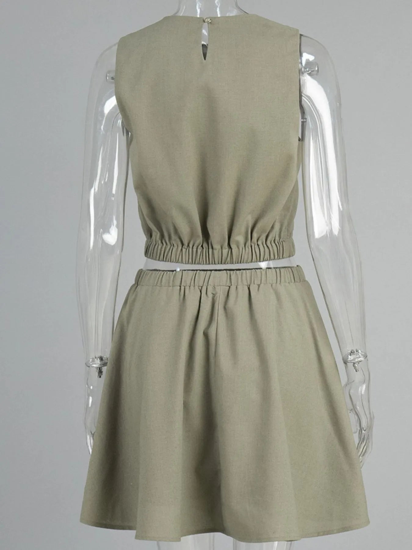 Women's Outfit Set Linen Cotton Round Neck Sleeveless Top and Skirt Set ca2397bc-7374-4a45-ba98-32b2c4fb2280-Max-Origin Trendsi