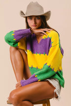 BiBi Womens Sweater Mardi Gras Stripes Stitch Detail Knit Pullover ca3d0c25d3664ed1b8dda7d6f7bb1848-Max-Origin Trendsi