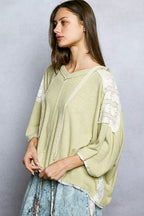 POL Hoodie Womens Pale Sage Short Sleeve Top with Lace Detail ca5fd86e-224a-4c26-a958-38ef27b8b565-Max-Origin Trendsi