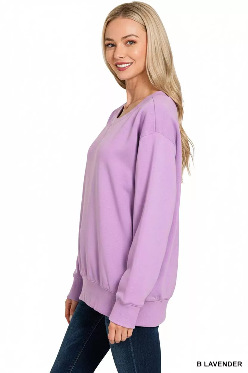 Zenana Fleece Sweatshirt Womens Lavender Boat Neck Long Sleeve Top ca8b338b-f068-4143-91ed-9f4884c94aac-Max-Origin Trendsi