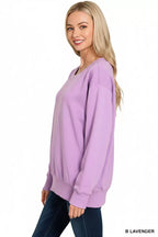 Zenana Fleece Sweatshirt Womens Lavender Boat Neck Long Sleeve Top ca8b338b-f068-4143-91ed-9f4884c94aac-Max-Origin Trendsi