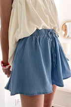 Denim Shorts Women's Elastic Waist Wide Leg Medium Wash ca993a8e-1255-4dbf-9418-b6248b6d89cd-Min Trendsi