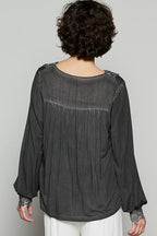 POL Womens Blouse Black Floral Embroidery Woven Top with Lace Trim cab2e459-abee-436a-81cc-4f9fff672bd1-Max-Origin Trendsi