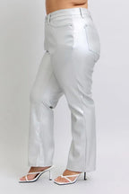 Judy Blue Silver Faux Leather Pants High Waist Straight cab8fc74-99a8-4ee6-99b0-738a9ed9e255-Max-Origin Trendsi