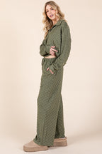 BOMBOM Women Outfit Set Textured Top Tied Checkered Wide Leg Pants cabc0bfb-b038-4eaf-bbbc-80b9bdb4dedb-Max Trendsi