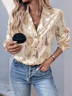 Perfee Women Shirt Shell Printed Collared Neck Long Sleeve Top caca0049-f3d6-4559-8036-73b774b5fb53-Min Trendsi