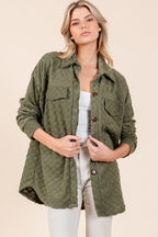 BOMBOM USA Women Shacket Moss Checkered Button Down Long Sleeve cadc6bf9-785a-4058-ae2a-e7dedd984a69-Max Trendsi
