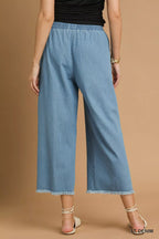 Umgee Womens Wide Leg Jeans Light Blue Washed Fringe Hem Denim Pnats caf283c1-9e9f-48de-be81-01a180fc86a0-Max-Origin Trendsi