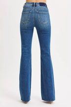RISEN Women's Flare Jeans High Rise Dark Blue Washed Denim Pants cafaf5d7d2d74035bc97c274817b1db6-Max-Origin Trendsi