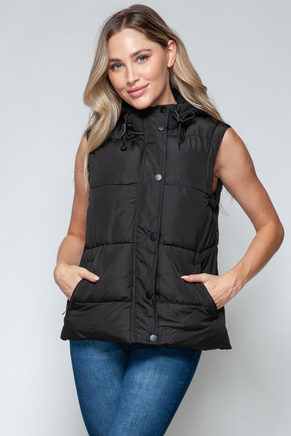 Hooded Vest Snobbish Black Sleeveless Snap and Zip Closure Outwear cafc1ed6-d557-4313-a15c-f259dc057590-Max Trendsi