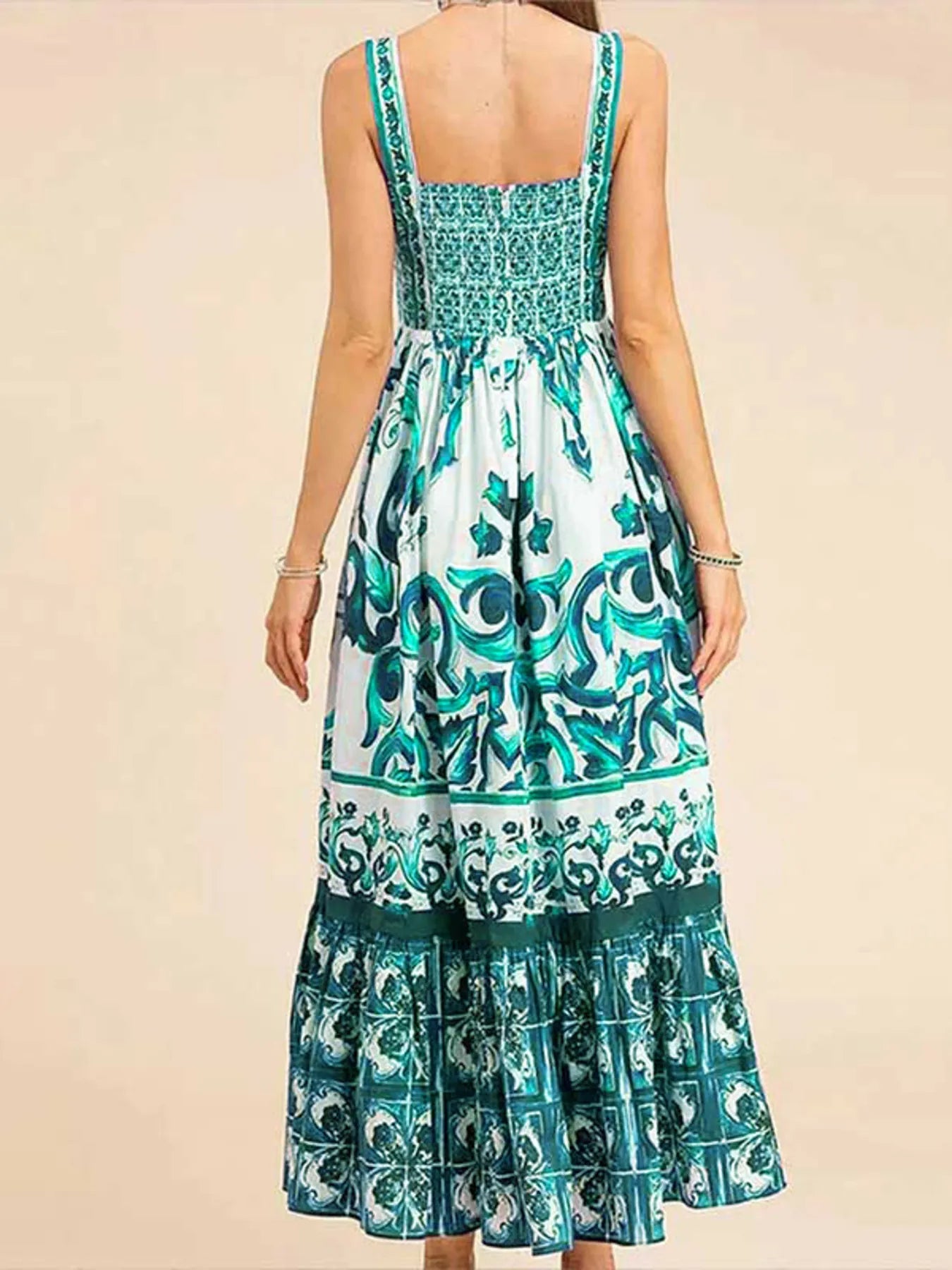 Maxi Cami Dress Printed Sweetheart Neck Ruffled Empire Waist cb2119ce078946e7af4f47e9cbbbc4e3-Max-Origin Trendsi