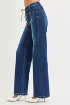 RISEN Womens Wide Leg Jeans High Rise with Front Tie Detail Plus Sizes cb505bea28de4a7298ed3b325af1dcd1-Max-Origin Trendsi