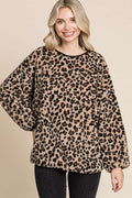 Culture Code Women Top Leopard Faux Fur Round Neck US Stock Blouse Brown cb587fc6-fa96-4ab3-96ff-3b1f3e81d5f3-Max Trendsi