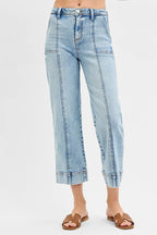 RISEN Jeans Women's Crop Wide Front Seam Detailed High Rise Ligth Wash cb66cfb022f446f481a739c8080817b8-Max-Origin Trendsi