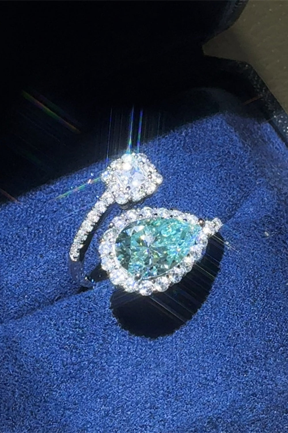 Silver Bypass Ring Turquoise 2 Carat Moissanite Stone 925 Sterling Jewelry Turquoise One Size cb741ed7-8f38-47b0-accd-2e11dc199ccd-Max Trendsi