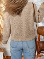 Sweater Women's Cardigan Pearl Embellished Button Front V Neck Khaki cb7be835760e4153b475546416253dcf-Max-Origin Trendsi