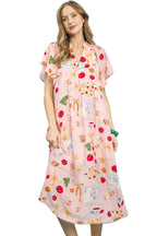Umgee Abstract Print Flutter Sleeve Midi Dress