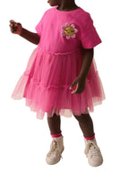 Children's Cute Flower Applique Tulle Layered Dress