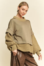 Davi & Dani USA Women Sweater Faux Layered Openwork Knit Ribbed Pullover cb922a30-8d20-4443-aa84-f06766e0a2c2-Max Trendsi