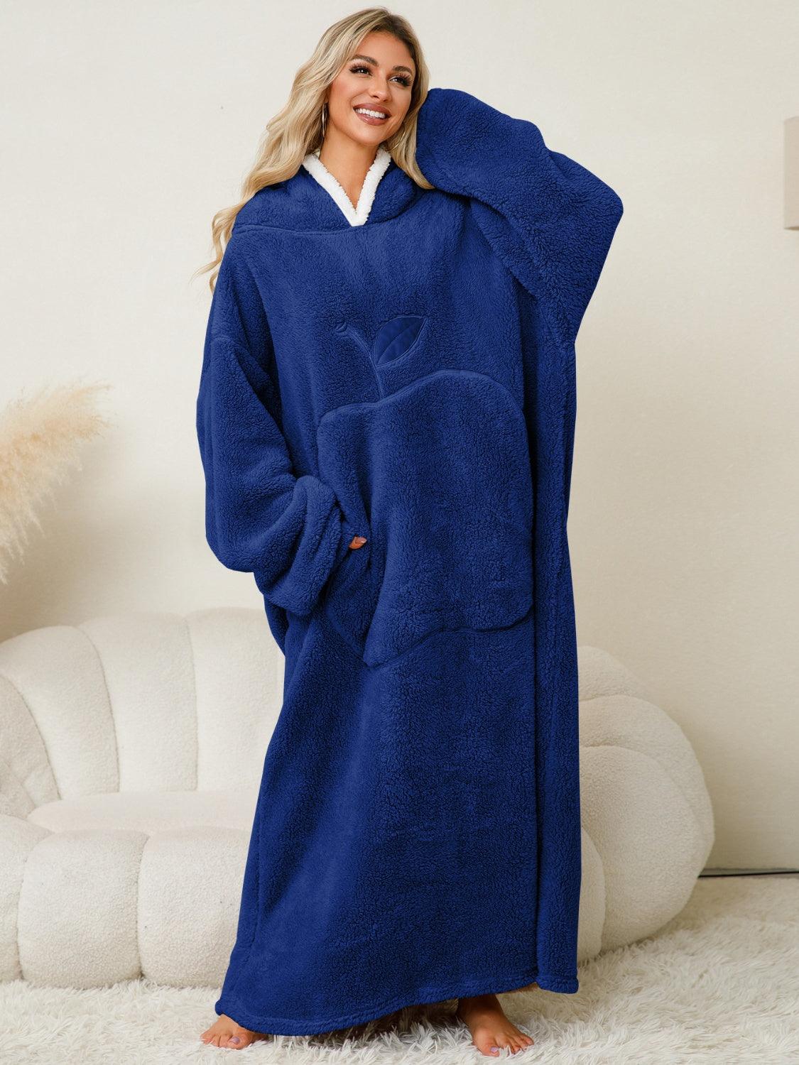 Hooded Lounge Dress Oversized Soft Pocketed Contrast Long Sleeve Navy One Size cbac9ac9-a462-4d85-9a55-37f782663ddc-Max Trendsi