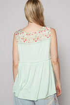 POL Top V-Neck Sleeveless Lace Detail Frill Floral Ruffle Blouse cbd3782c-a327-4257-8334-8d48c7dc75d9-Max Trendsi