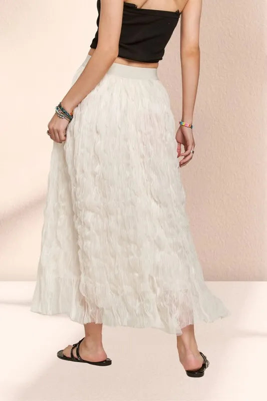 ADORA Maxi Skirt Cloud Fluffy Beige Elastic Waist Sheer Tiered Lined cbfd3f0288fa4fb9affa09bed6b4a2f8-Max-Origin Trendsi